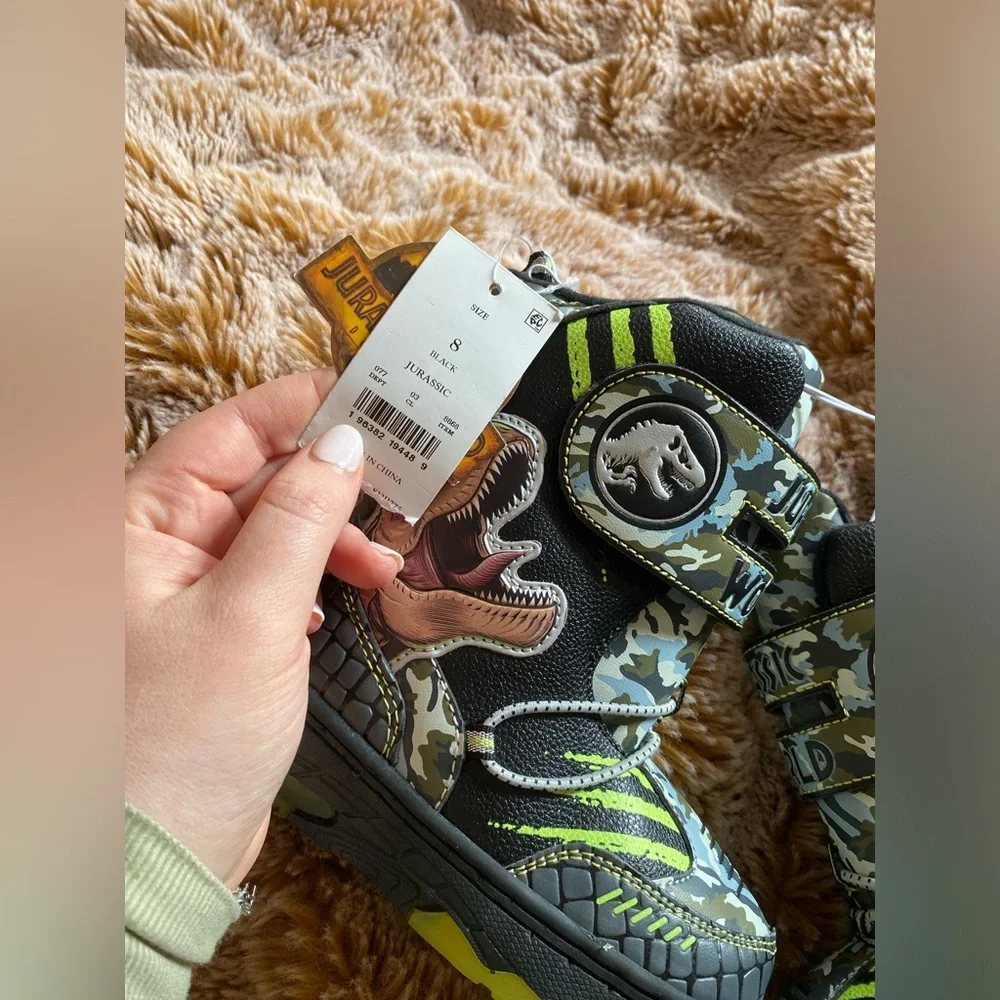 Kids Dinosaur Camo Snow Boots - Black & Green